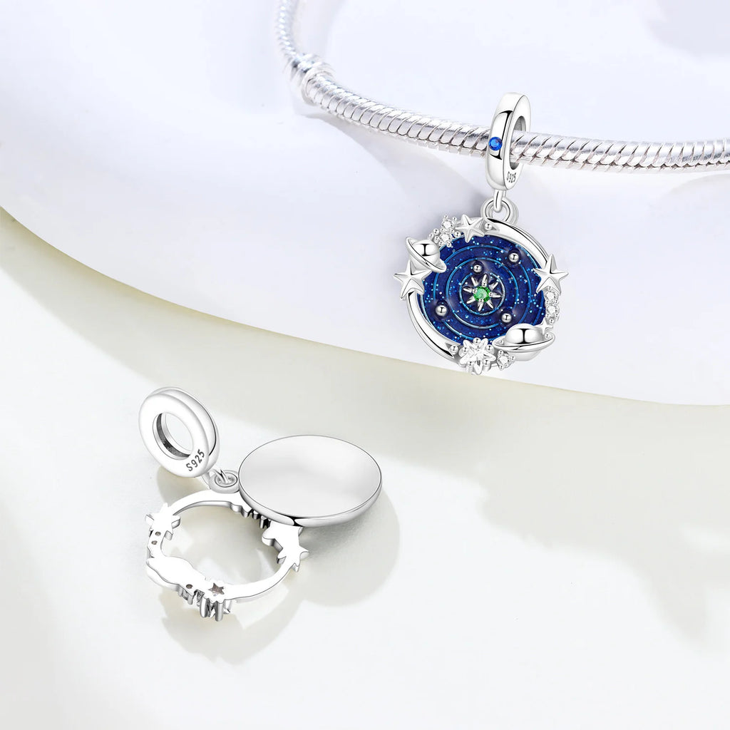 PANPOKI 925 Sterling Silver Dreamy Universe Star Original Pendants Bracelet Charms Jewelry Party Beads DIY Trendy Gifts