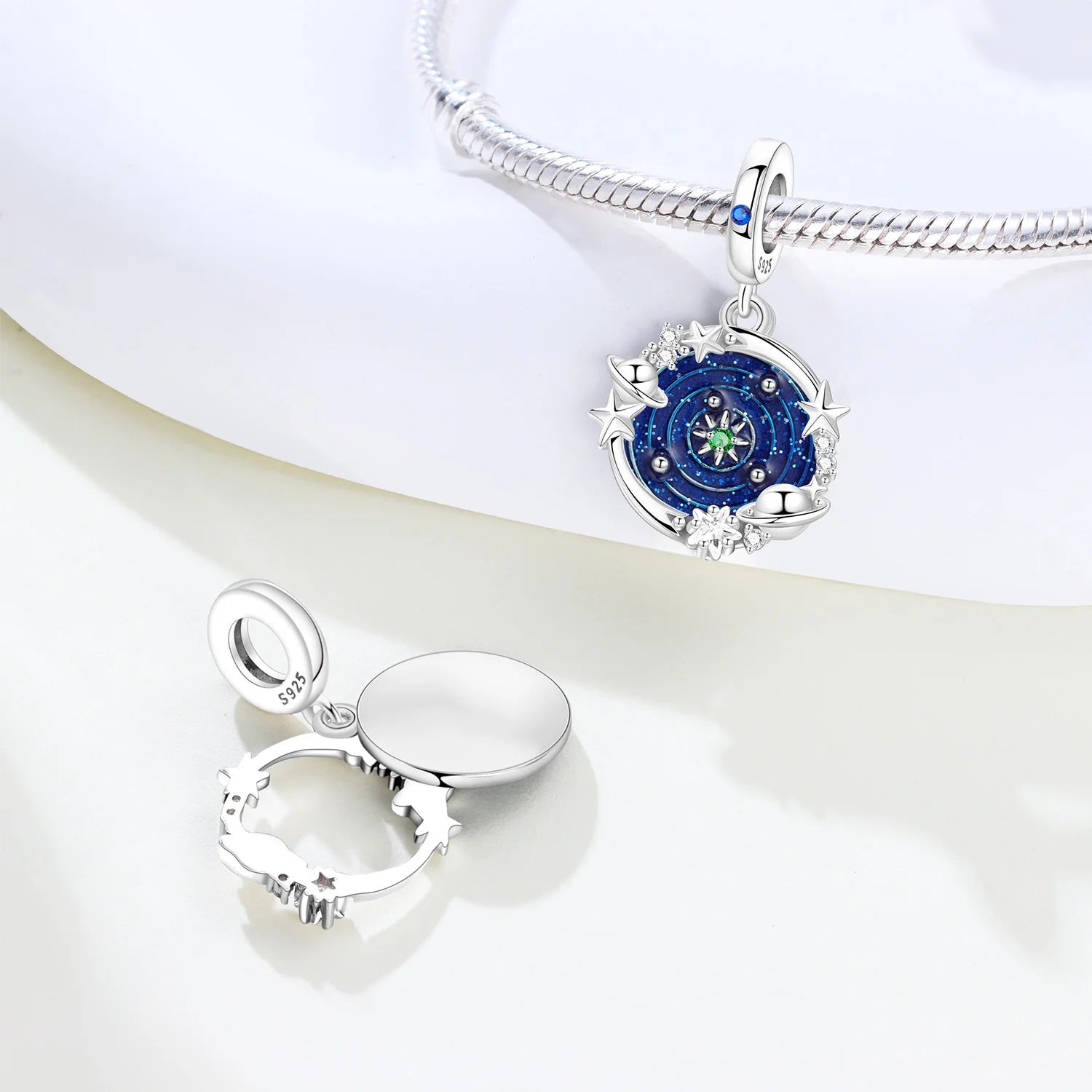 PANPOKI 925 Sterling Silver Dreamy Universe Star Original Pendants Bracelet Charms Jewelry Party Beads DIY Trendy Gifts