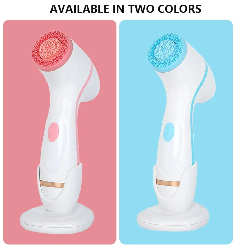 3 In 1 Electric Cleansing Brush Vibrations Facial Cleaner Face Massager Sonic Rotating Cleansing Brush Face Deep Cleansing Tool