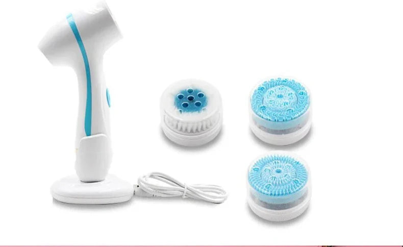 3 In 1 Electric Cleansing Brush Ultrasonic Facial Cleaner Face Massagers Sonic Rotating Cleansing Brush Face Deep Cleansing Tool