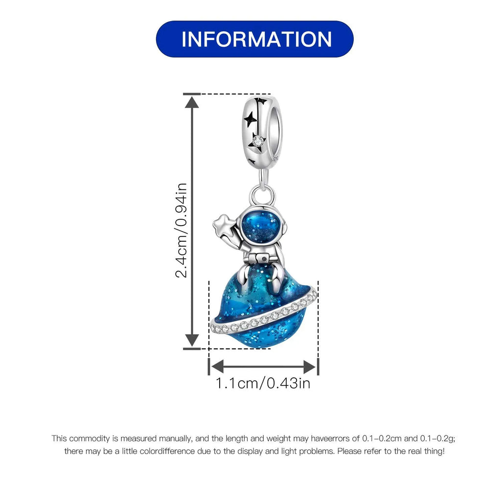 PANPOKI 925 Sterling Silver Dreamy Universe Star Original Pendants Bracelet Charms Jewelry Party Beads DIY Trendy Gifts