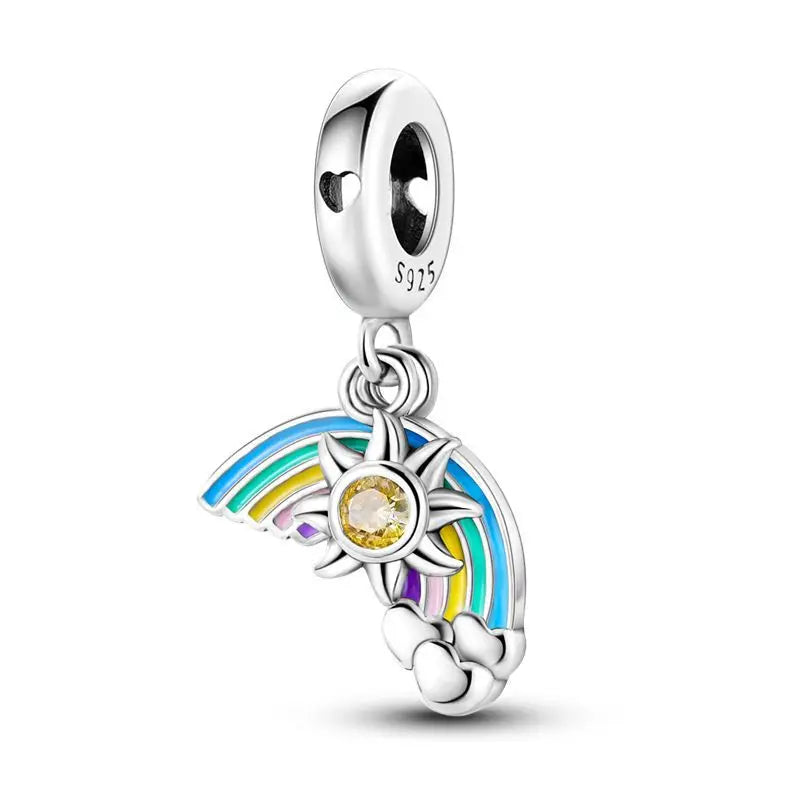 PANPOKI 925 Sterling Silver Dreamy Universe Star Original Pendants Bracelet Charms Jewelry Party Beads DIY Trendy Gifts