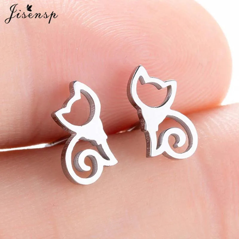 Cartoon Chihuahua Dog Earrings for Women Daily Jewelry Small Stainless Steel Cat Paw Stud Earrings Love My Pet Jewelry Gifts
