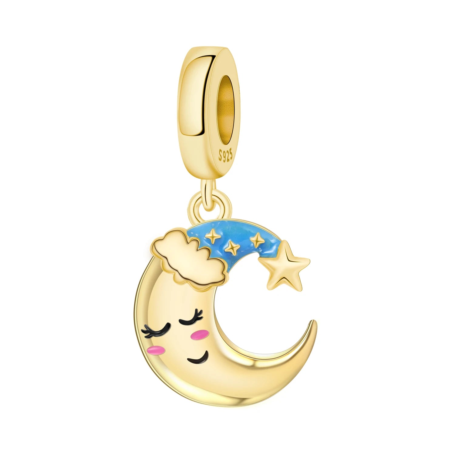 PANPOKI 925 Sterling Silver Dreamy Universe Star Original Pendants Bracelet Charms Jewelry Party Beads DIY Trendy Gifts
