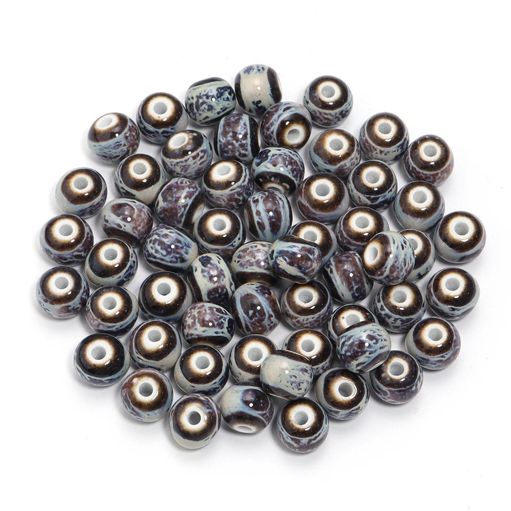 10Pcs 10mm Round Ceramic Beads Handmade Porcelain Beads Bracelet Ceramic Round Beads for Jewelry Making Accessories