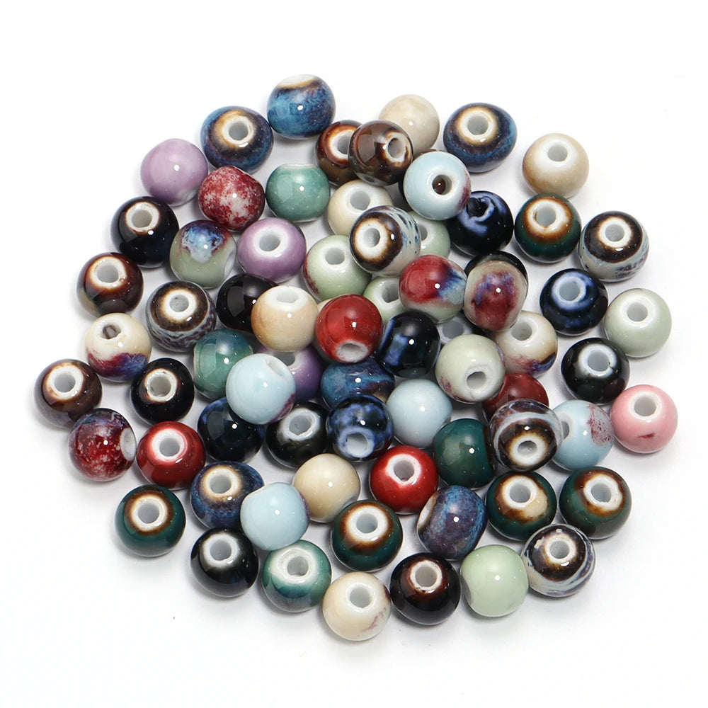 10Pcs 10mm Round Ceramic Beads Handmade Porcelain Beads Bracelet Ceramic Round Beads for Jewelry Making Accessories