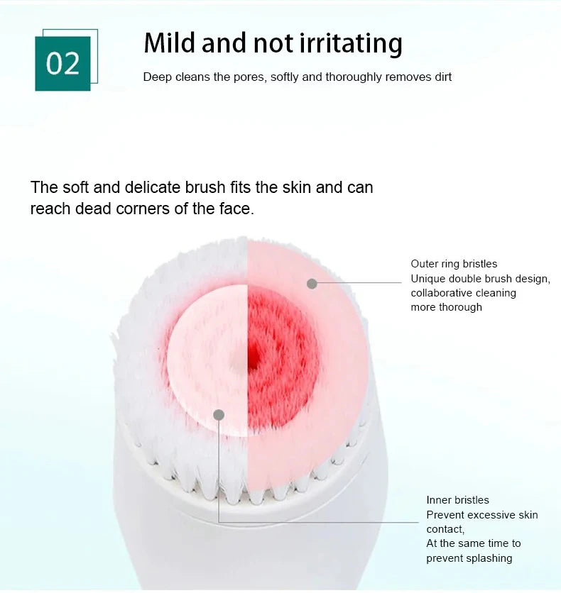 3 In 1 Electric Cleansing Brush Ultrasonic Facial Cleaner Face Massagers Sonic Rotating Cleansing Brush Face Deep Cleansing Tool