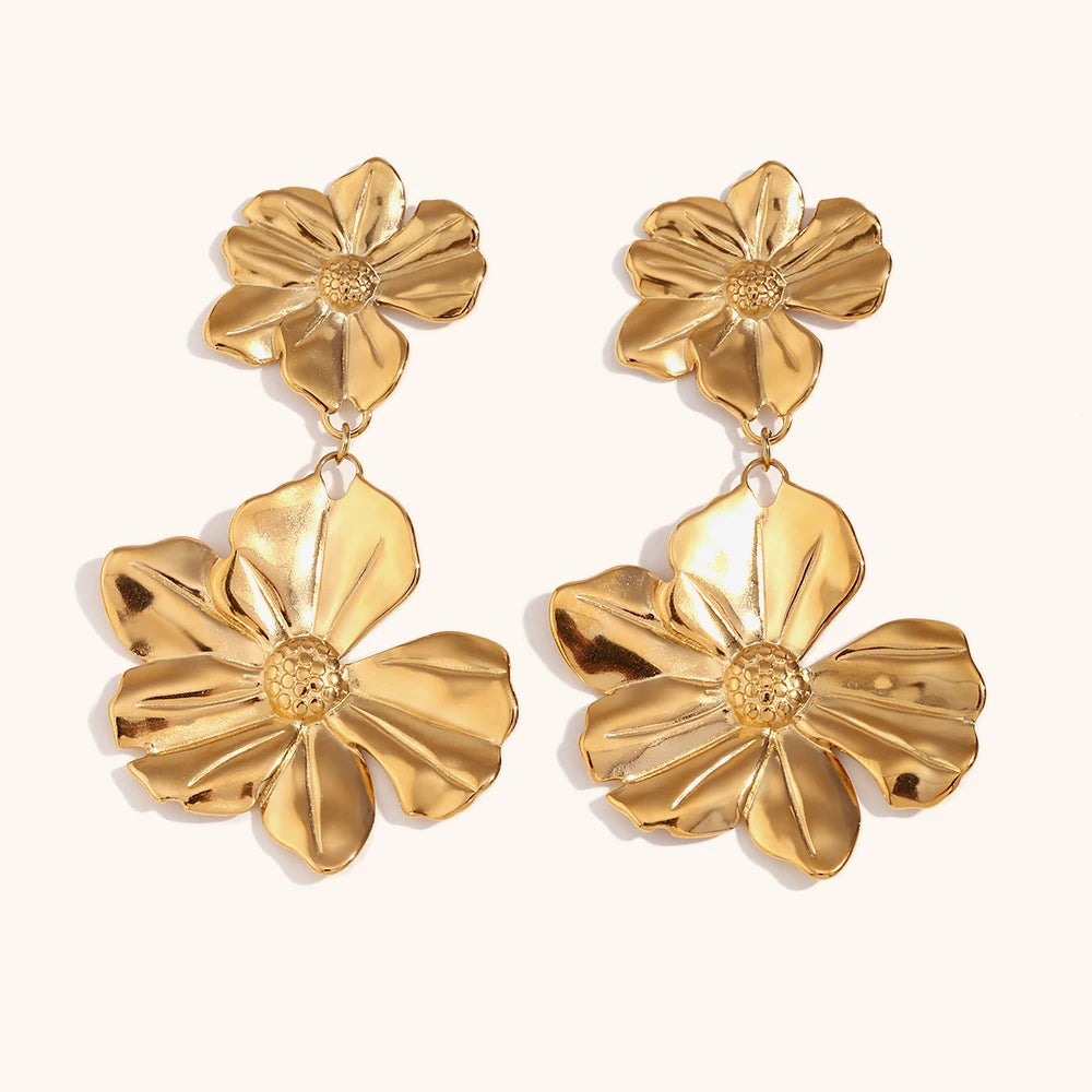 La.Muses Flower Splicing Pendant Stainless steel Women's Earrings Waterproof Fashion Women's Simple Jewelry Gift