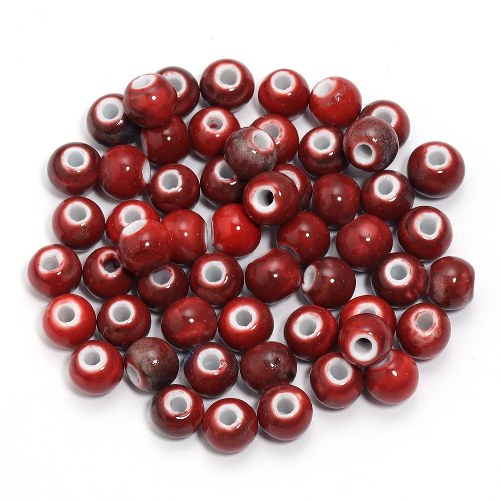10Pcs 10mm Round Ceramic Beads Handmade Porcelain Beads Bracelet Ceramic Round Beads for Jewelry Making Accessories