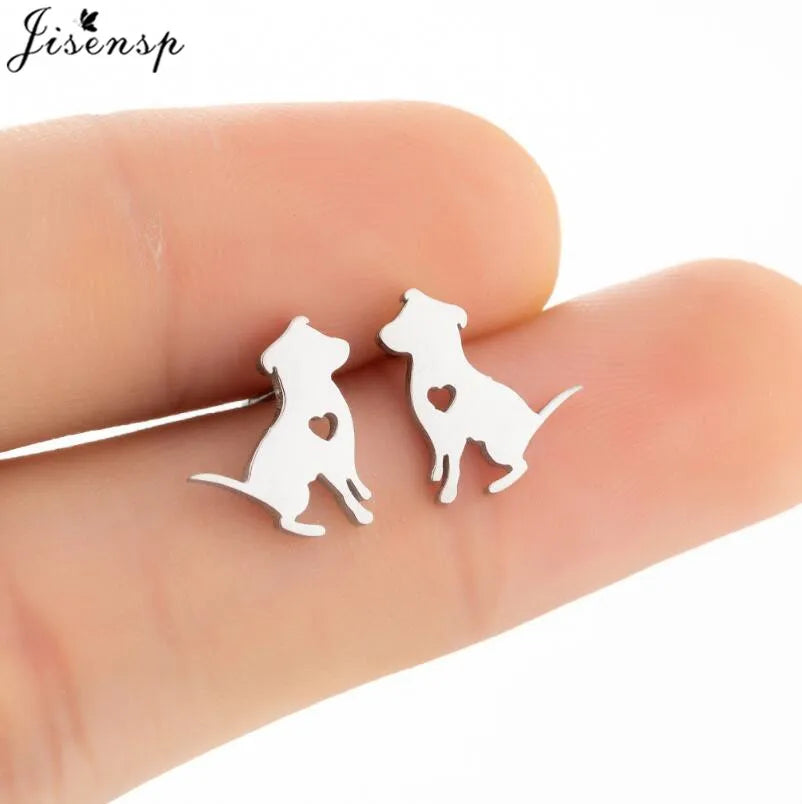 Cartoon Chihuahua Dog Earrings for Women Daily Jewelry Small Stainless Steel Cat Paw Stud Earrings Love My Pet Jewelry Gifts