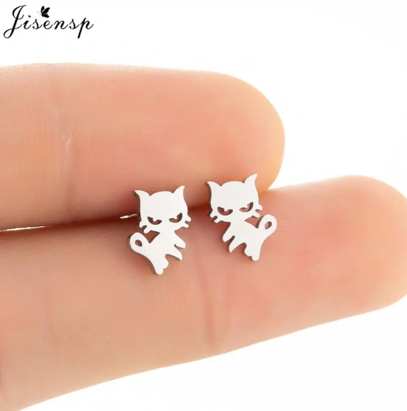 Cartoon Chihuahua Dog Earrings for Women Daily Jewelry Small Stainless Steel Cat Paw Stud Earrings Love My Pet Jewelry Gifts