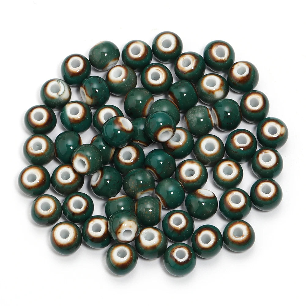 10Pcs 10mm Round Ceramic Beads Handmade Porcelain Beads Bracelet Ceramic Round Beads for Jewelry Making Accessories