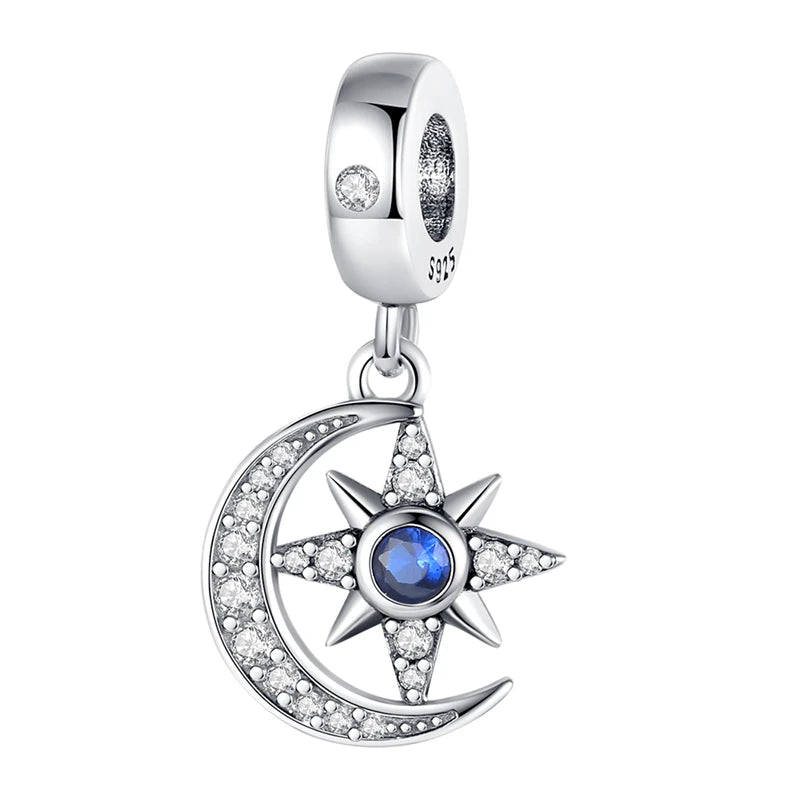 PANPOKI 925 Sterling Silver Dreamy Universe Star Original Pendants Bracelet Charms Jewelry Party Beads DIY Trendy Gifts