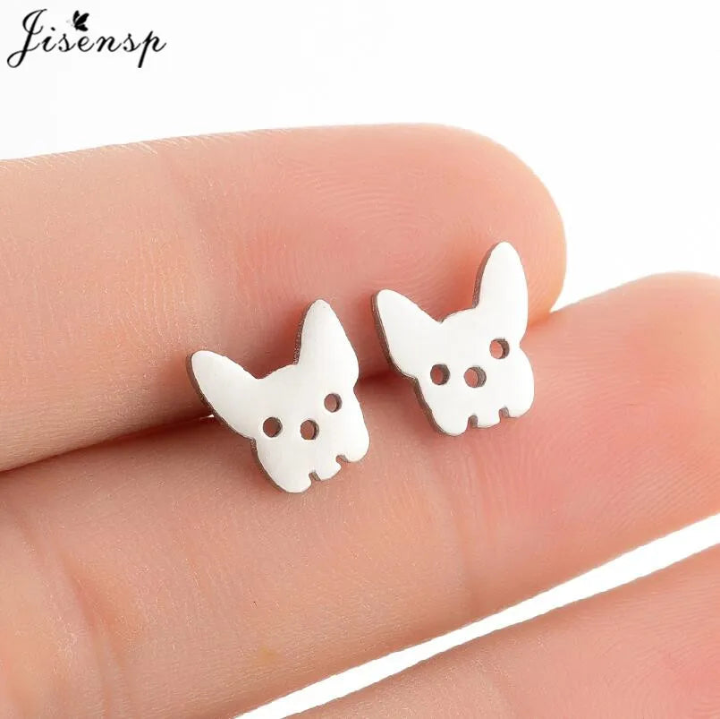 Cartoon Chihuahua Dog Earrings for Women Daily Jewelry Small Stainless Steel Cat Paw Stud Earrings Love My Pet Jewelry Gifts
