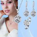 New Arrival Youthful Inlaid Cube Wedding Engagement Gift Necklace Earrings Ring Bracelet Sets 925 Sterling Silver Jewelry