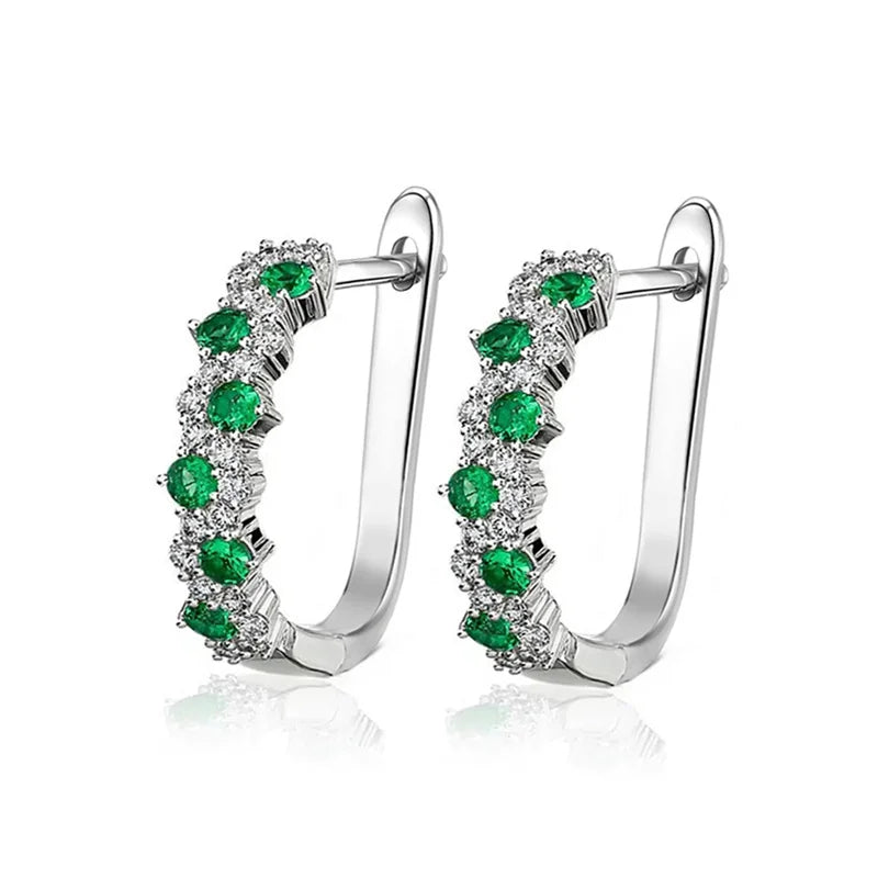 Huitan Chic Fashion Dainty Hoop Earrings Women Everyday Jewelry with Bright Cubic Zirconia Silver Color Accessories for Female