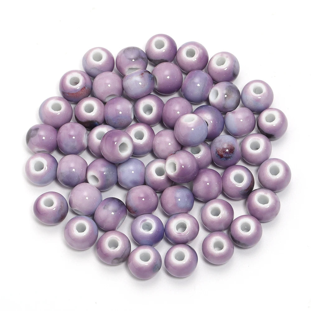 10Pcs 10mm Round Ceramic Beads Handmade Porcelain Beads Bracelet Ceramic Round Beads for Jewelry Making Accessories