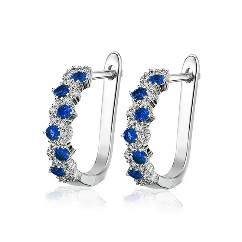 Huitan Chic Fashion Dainty Hoop Earrings Women Everyday Jewelry with Bright Cubic Zirconia Silver Color Accessories for Female