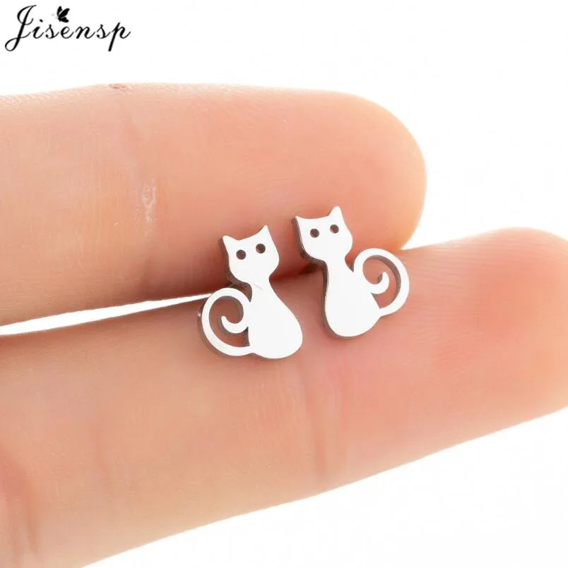 Cartoon Chihuahua Dog Earrings for Women Daily Jewelry Small Stainless Steel Cat Paw Stud Earrings Love My Pet Jewelry Gifts