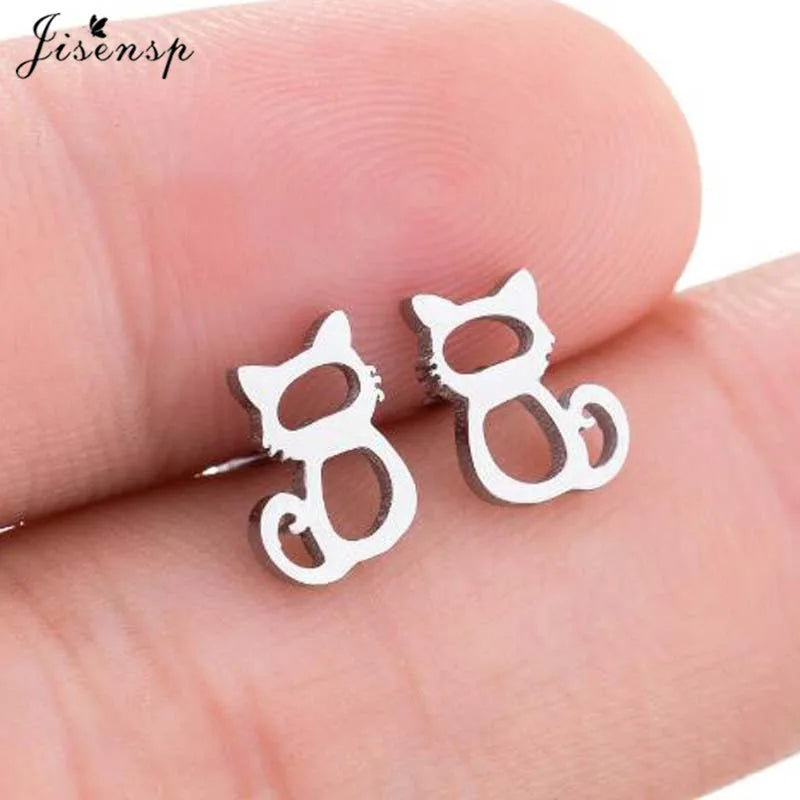 Cartoon Chihuahua Dog Earrings for Women Daily Jewelry Small Stainless Steel Cat Paw Stud Earrings Love My Pet Jewelry Gifts