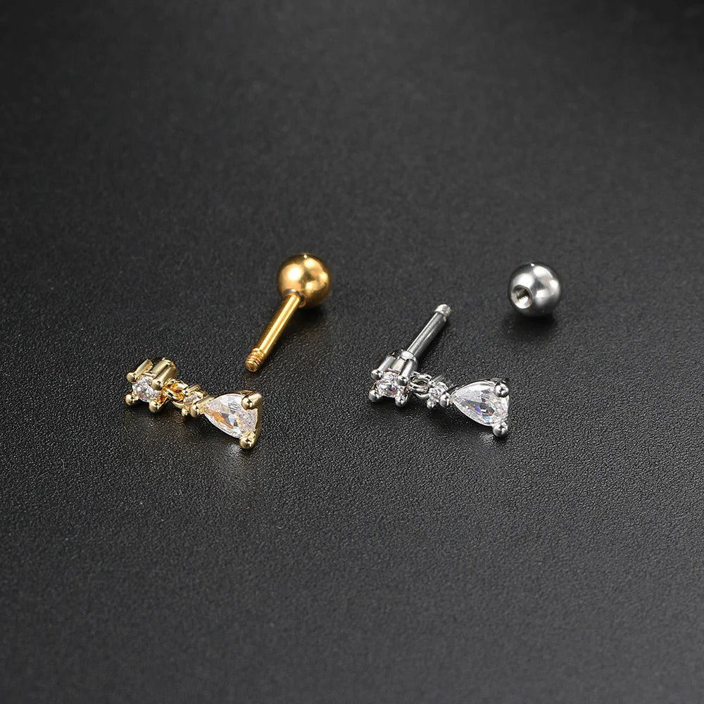 1pc Tragus Piercing Earrings Butterfly Women Jewelry Zircon Gold Color Helix Septum Cartilage Daith Stainless Steel Ear Ring