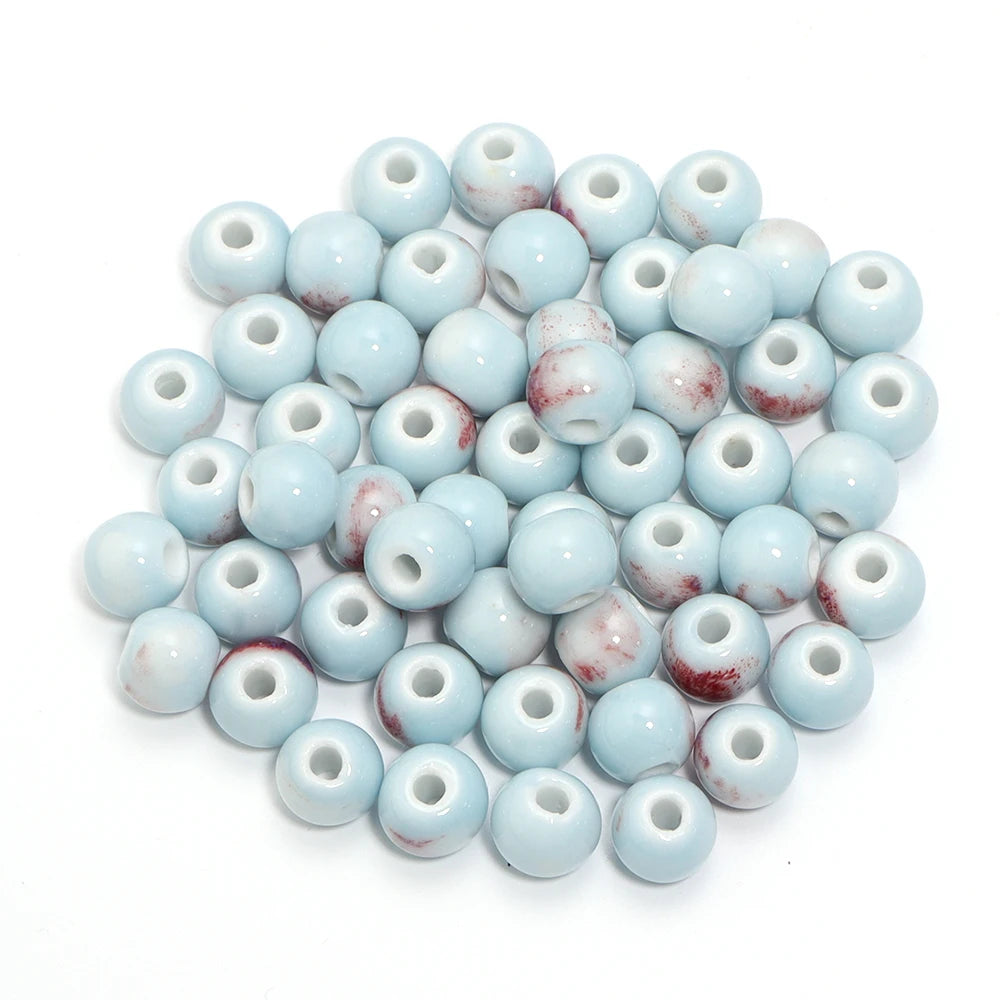 10Pcs 10mm Round Ceramic Beads Handmade Porcelain Beads Bracelet Ceramic Round Beads for Jewelry Making Accessories