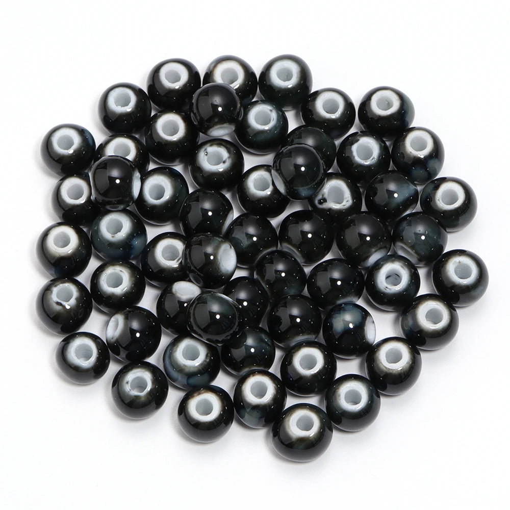 10Pcs 10mm Round Ceramic Beads Handmade Porcelain Beads Bracelet Ceramic Round Beads for Jewelry Making Accessories