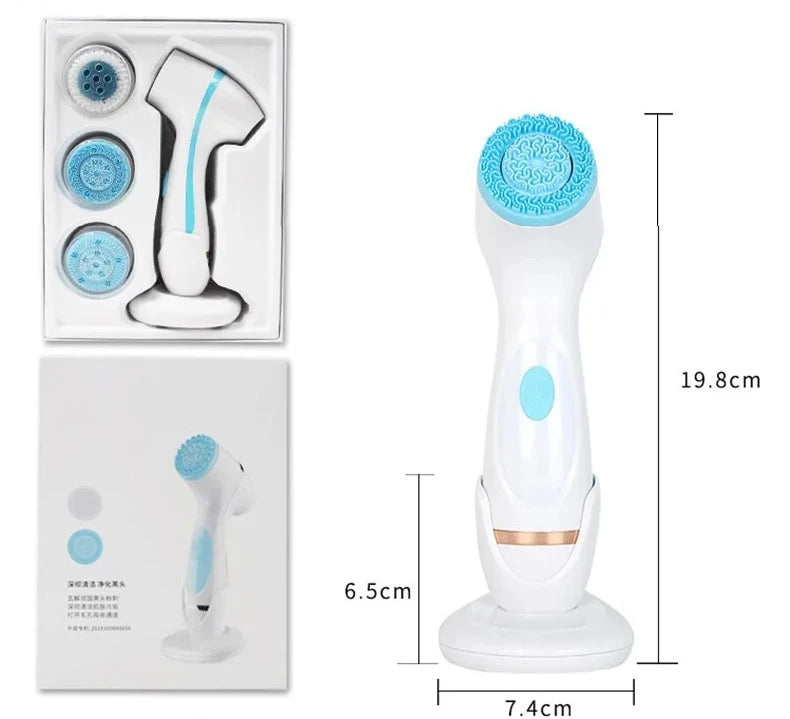 3 In 1 Electric Cleansing Brush Ultrasonic Facial Cleaner Face Massagers Sonic Rotating Cleansing Brush Face Deep Cleansing Tool