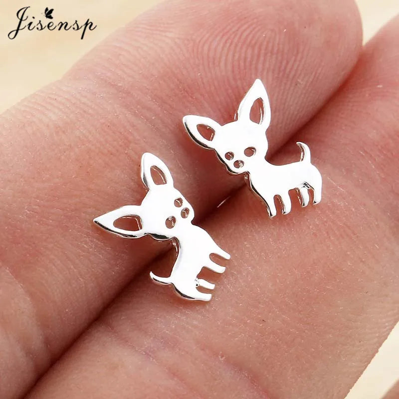 Cartoon Chihuahua Dog Earrings for Women Daily Jewelry Small Stainless Steel Cat Paw Stud Earrings Love My Pet Jewelry Gifts