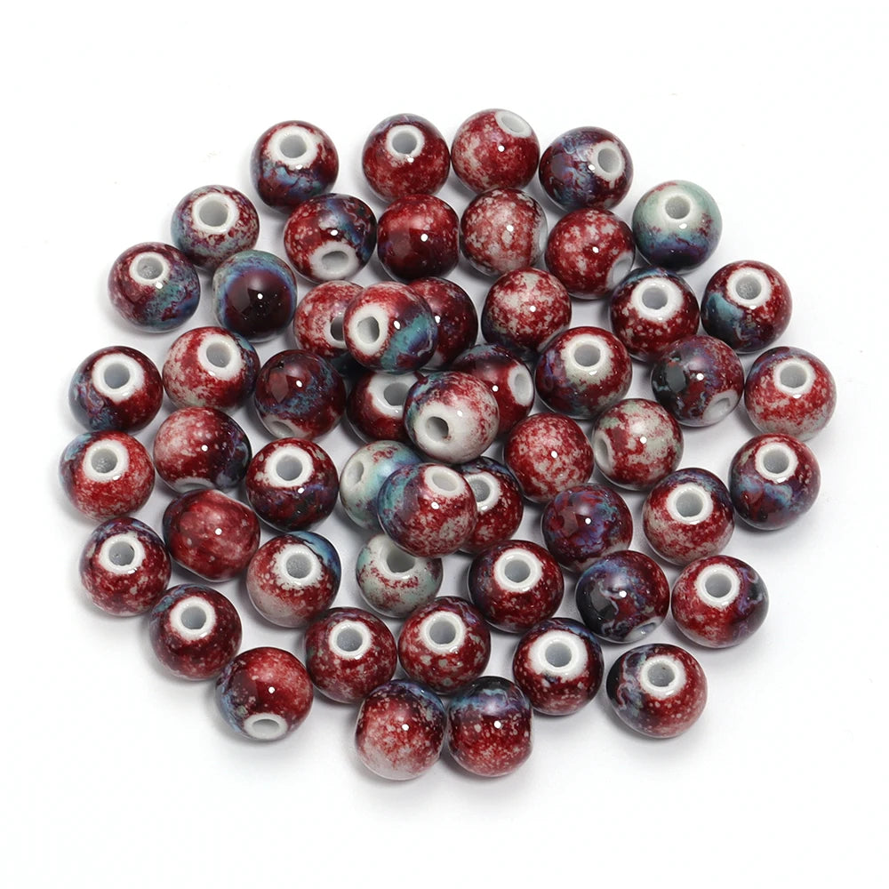 10Pcs 10mm Round Ceramic Beads Handmade Porcelain Beads Bracelet Ceramic Round Beads for Jewelry Making Accessories