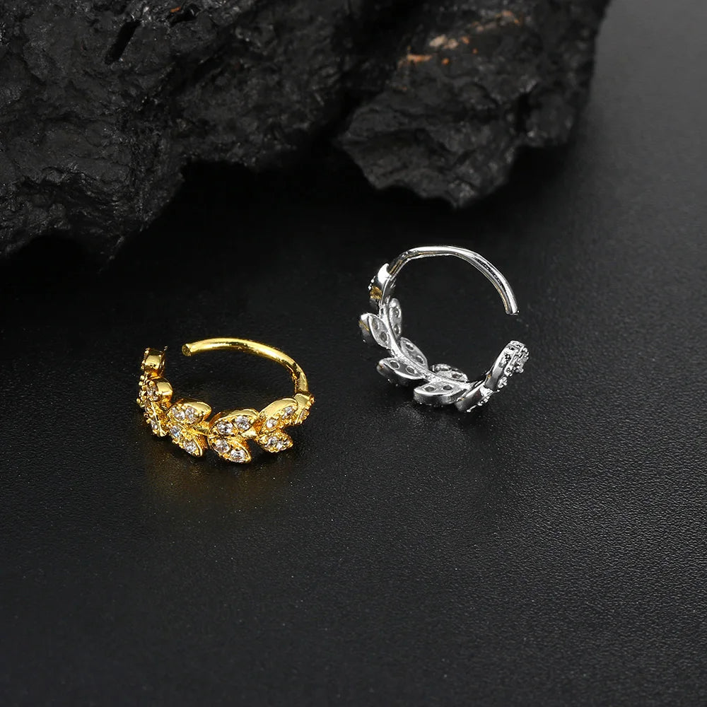 1pc Tragus Piercing Earrings Butterfly Women Jewelry Zircon Gold Color Helix Septum Cartilage Daith Stainless Steel Ear Ring