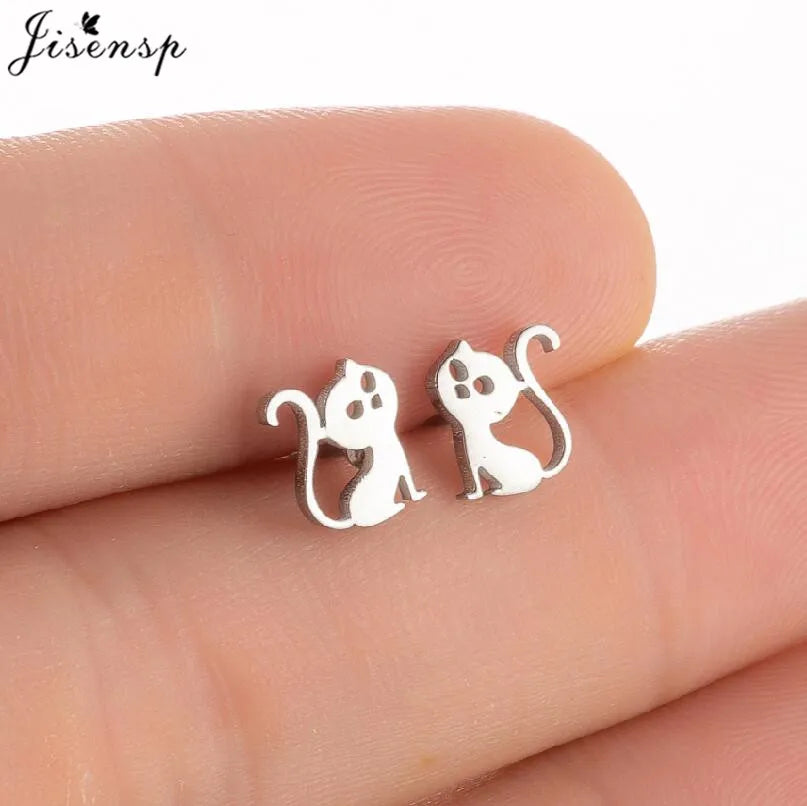 Cartoon Chihuahua Dog Earrings for Women Daily Jewelry Small Stainless Steel Cat Paw Stud Earrings Love My Pet Jewelry Gifts