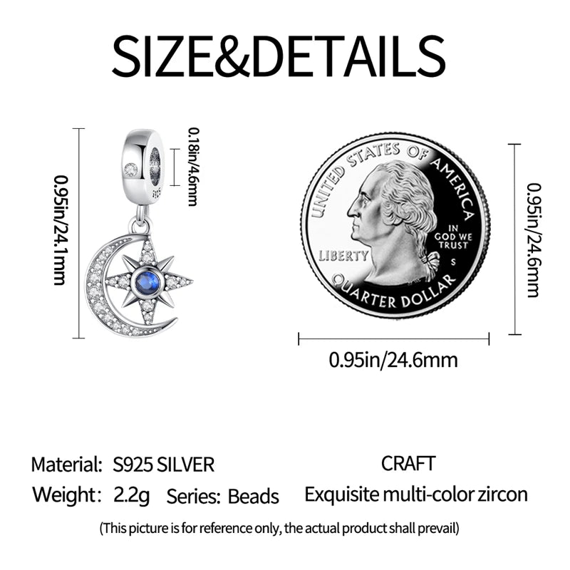 PANPOKI 925 Sterling Silver Dreamy Universe Star Original Pendants Bracelet Charms Jewelry Party Beads DIY Trendy Gifts