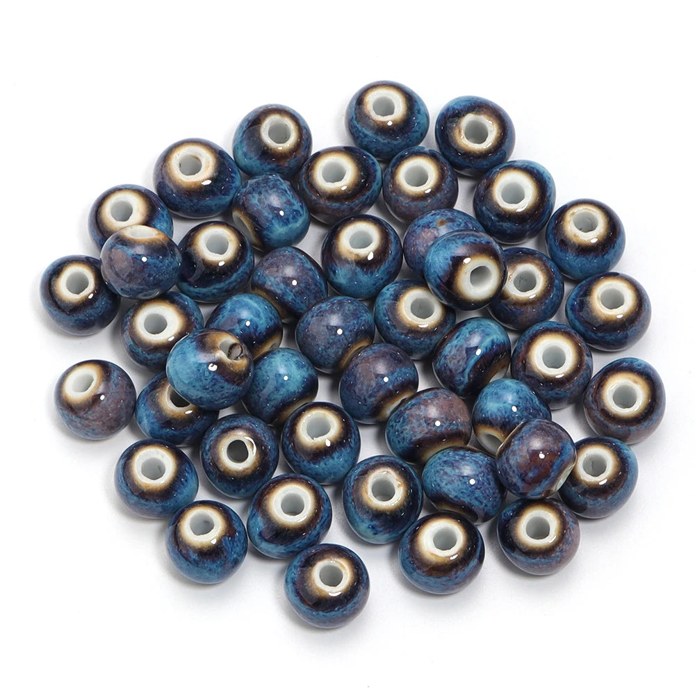 10Pcs 10mm Round Ceramic Beads Handmade Porcelain Beads Bracelet Ceramic Round Beads for Jewelry Making Accessories