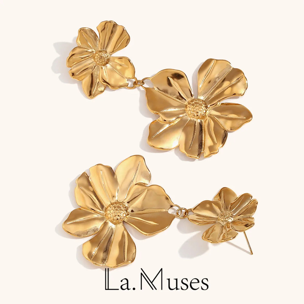 La.Muses Flower Splicing Pendant Stainless steel Women's Earrings Waterproof Fashion Women's Simple Jewelry Gift