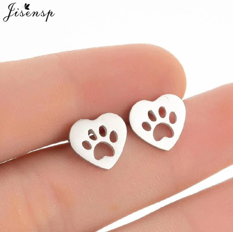 Cartoon Chihuahua Dog Earrings for Women Daily Jewelry Small Stainless Steel Cat Paw Stud Earrings Love My Pet Jewelry Gifts