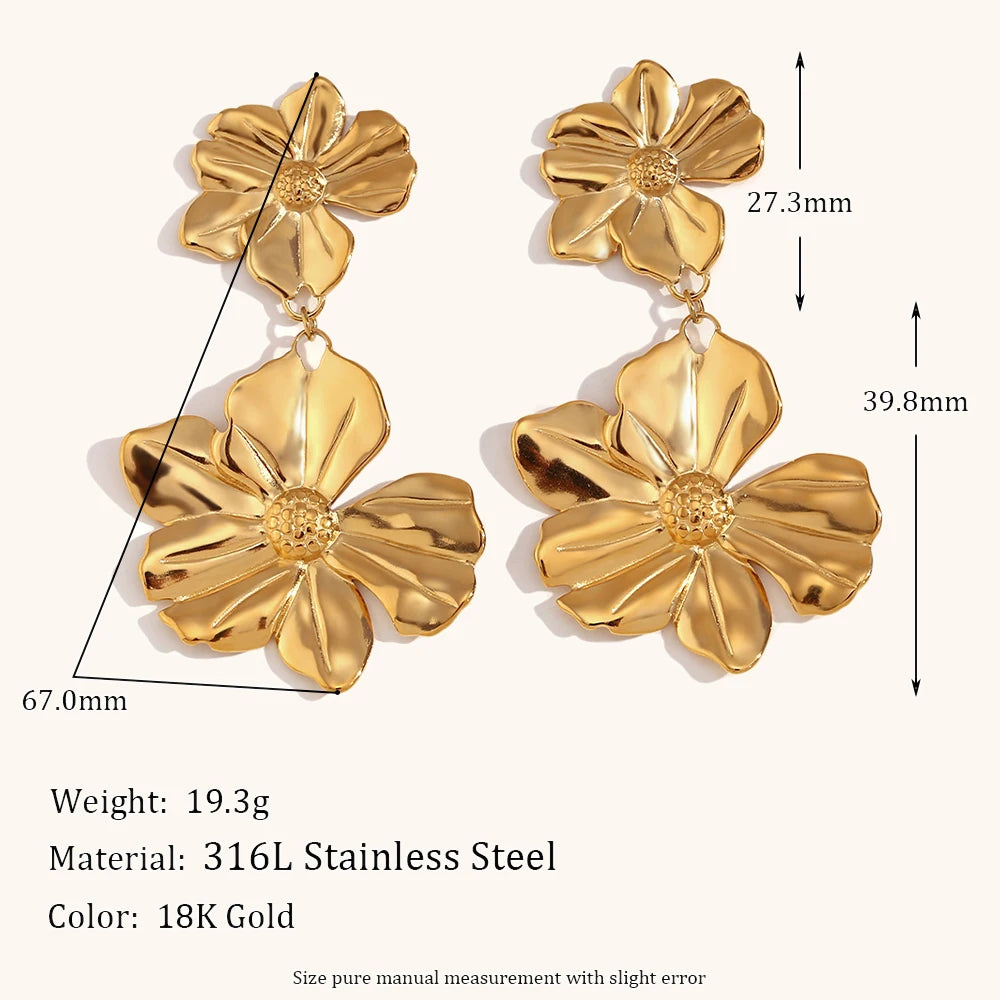 La.Muses Flower Splicing Pendant Stainless steel Women's Earrings Waterproof Fashion Women's Simple Jewelry Gift