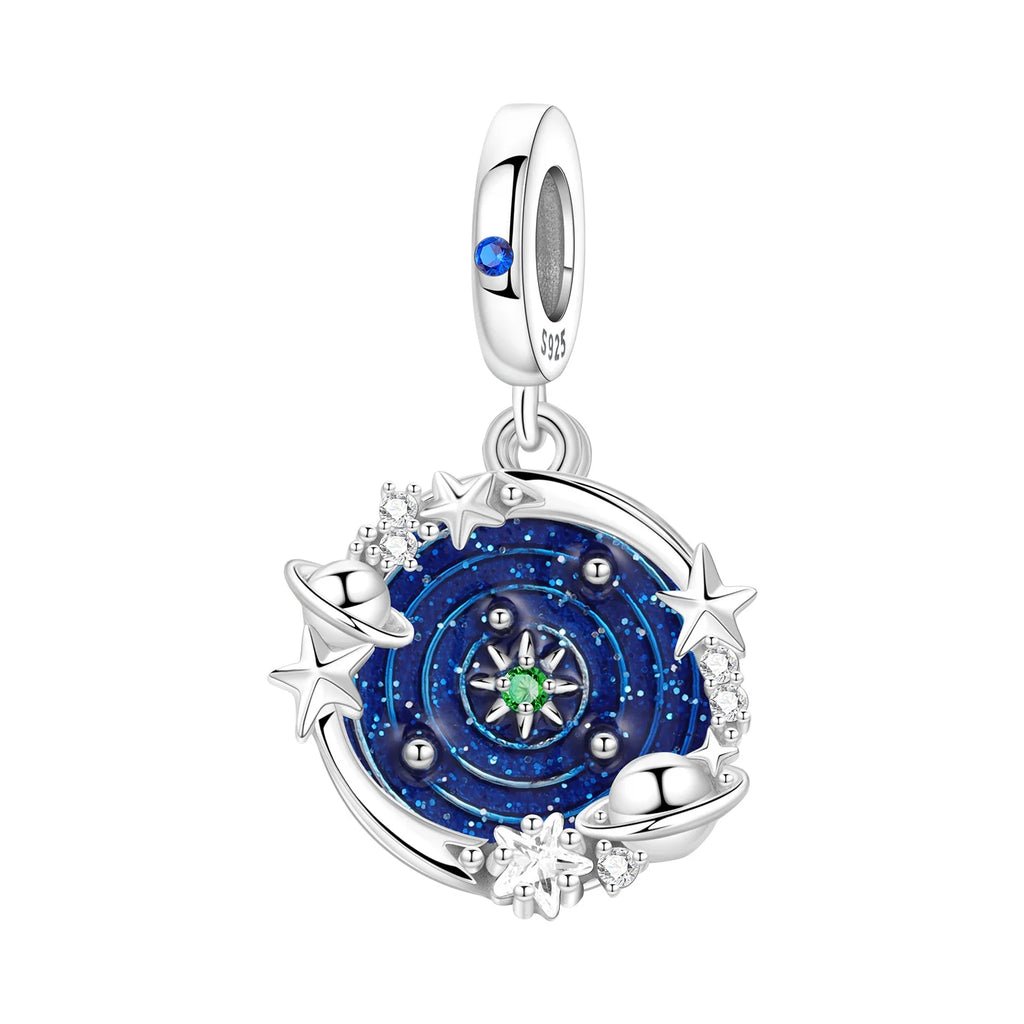 PANPOKI 925 Sterling Silver Dreamy Universe Star Original Pendants Bracelet Charms Jewelry Party Beads DIY Trendy Gifts