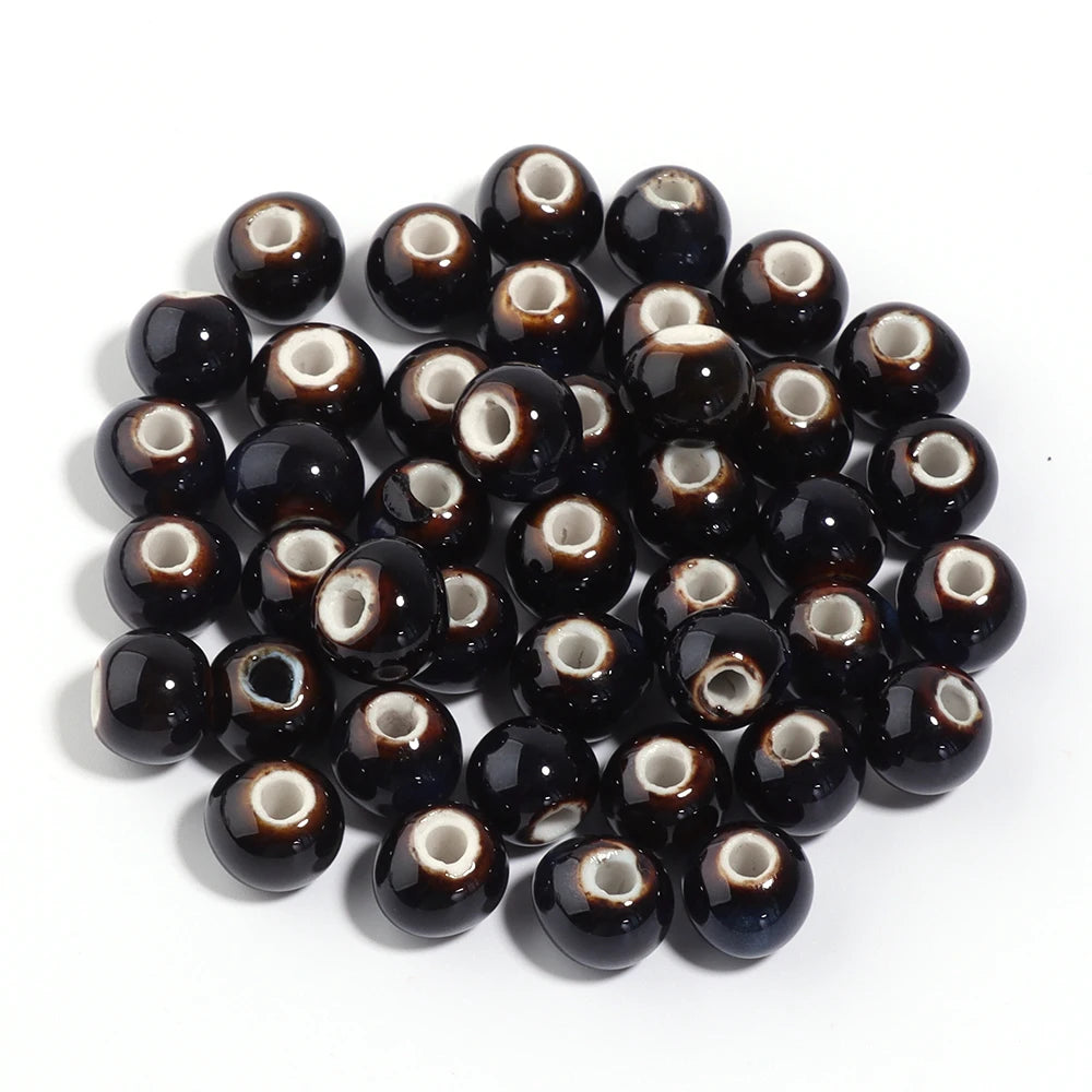 10Pcs 10mm Round Ceramic Beads Handmade Porcelain Beads Bracelet Ceramic Round Beads for Jewelry Making Accessories