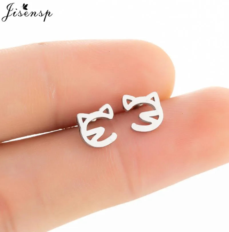 Cartoon Chihuahua Dog Earrings for Women Daily Jewelry Small Stainless Steel Cat Paw Stud Earrings Love My Pet Jewelry Gifts