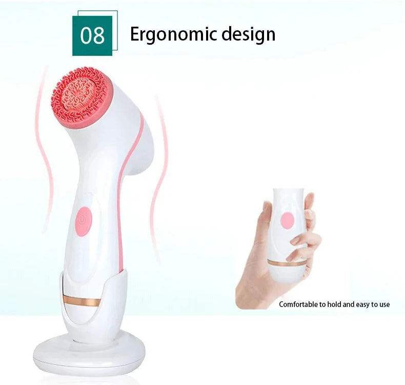 3 In 1 Electric Cleansing Brush Ultrasonic Facial Cleaner Face Massagers Sonic Rotating Cleansing Brush Face Deep Cleansing Tool