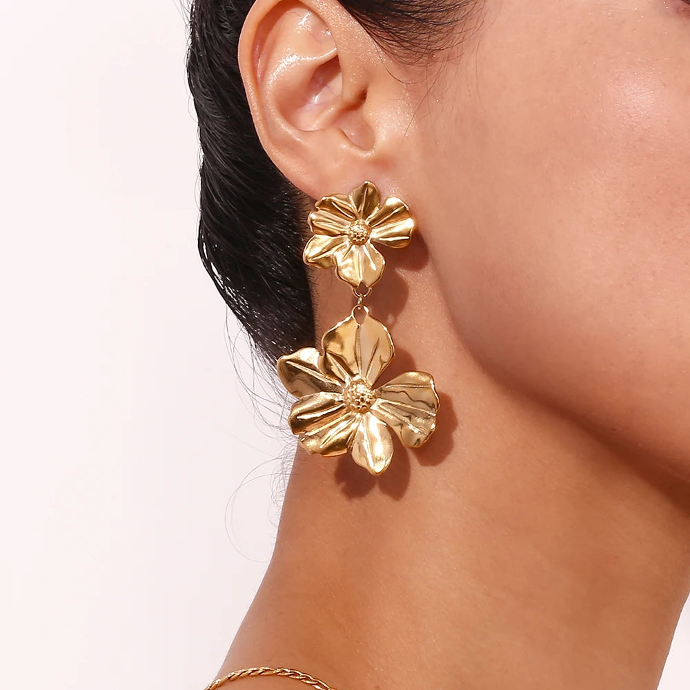 La.Muses Flower Splicing Pendant Stainless steel Women's Earrings Waterproof Fashion Women's Simple Jewelry Gift