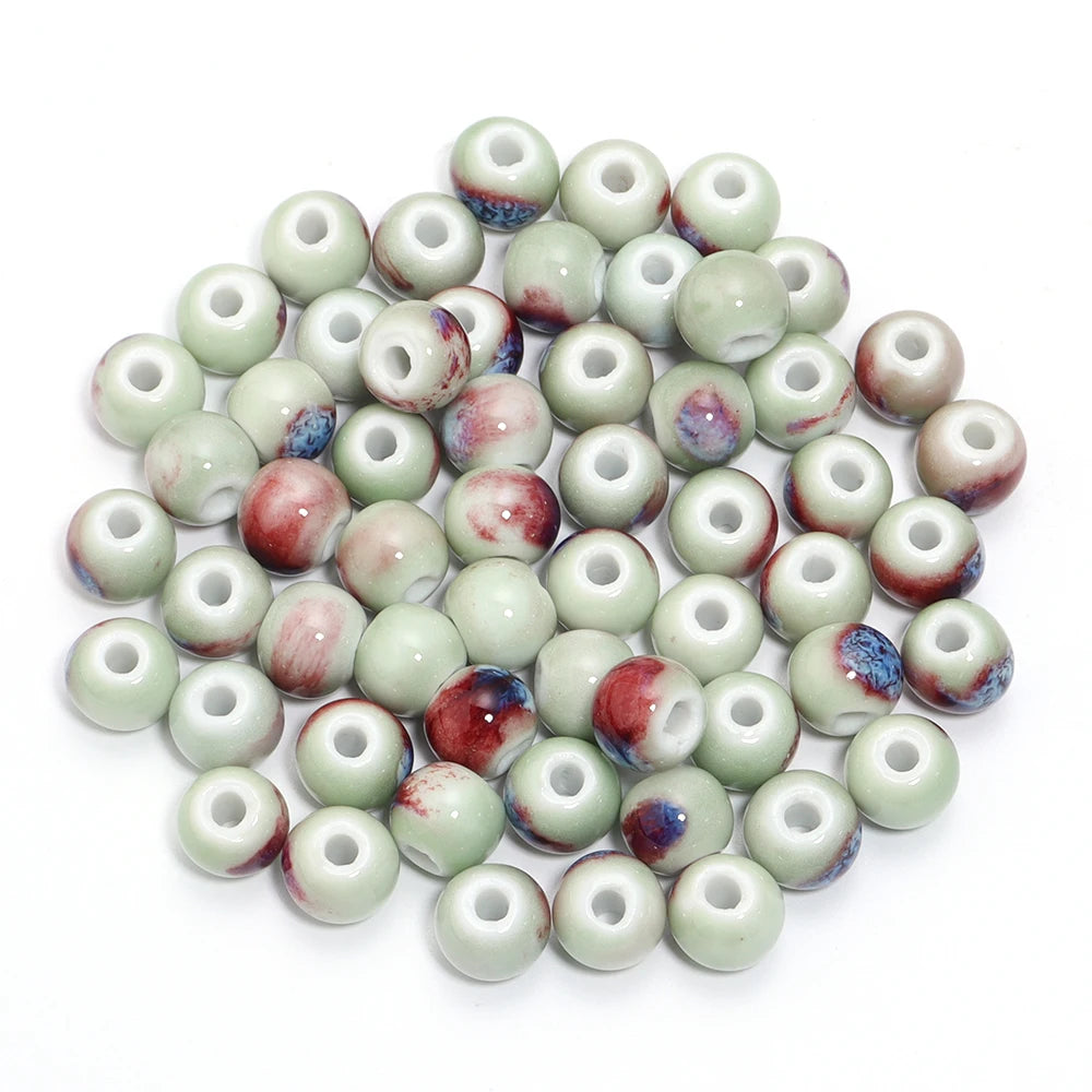 10Pcs 10mm Round Ceramic Beads Handmade Porcelain Beads Bracelet Ceramic Round Beads for Jewelry Making Accessories