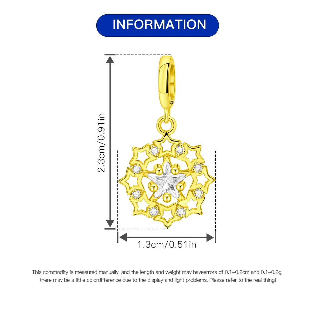 PANPOKI 925 Sterling Silver Dreamy Universe Star Original Pendants Bracelet Charms Jewelry Party Beads DIY Trendy Gifts