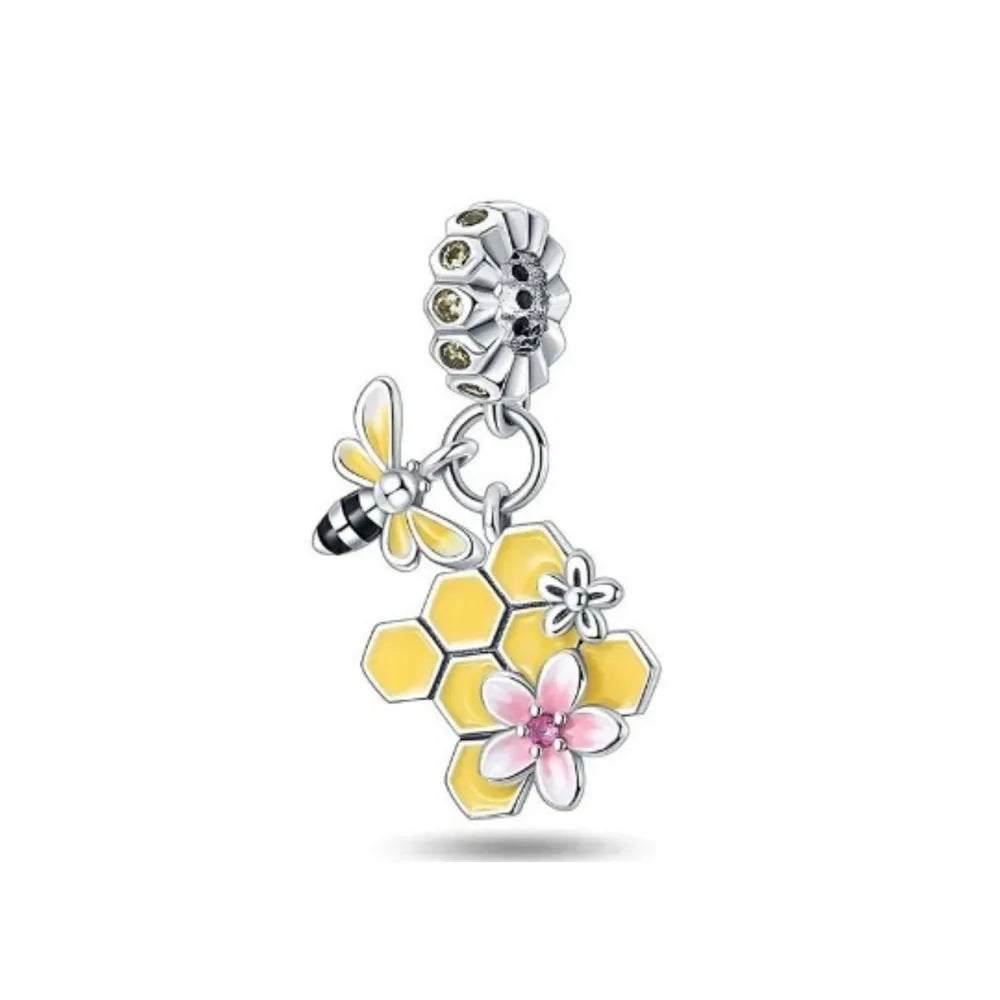 2025 European 925 Silver SisterHot Air Balloon Bee Charm Fit Original Bracelet Jewelry slinky dog Pendant Bead Ginger cat Dangle