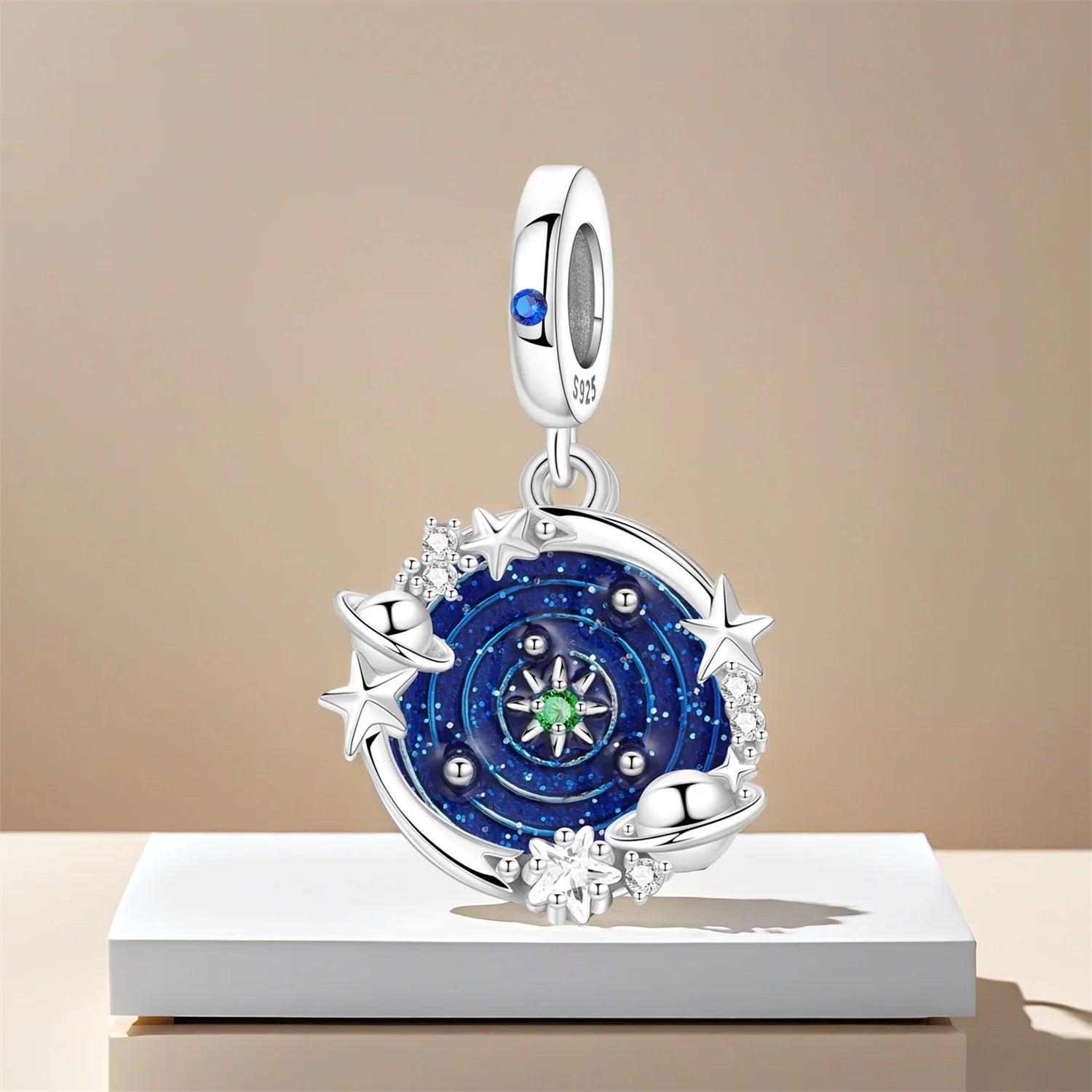 PANPOKI 925 Sterling Silver Dreamy Universe Star Original Pendants Bracelet Charms Jewelry Party Beads DIY Trendy Gifts
