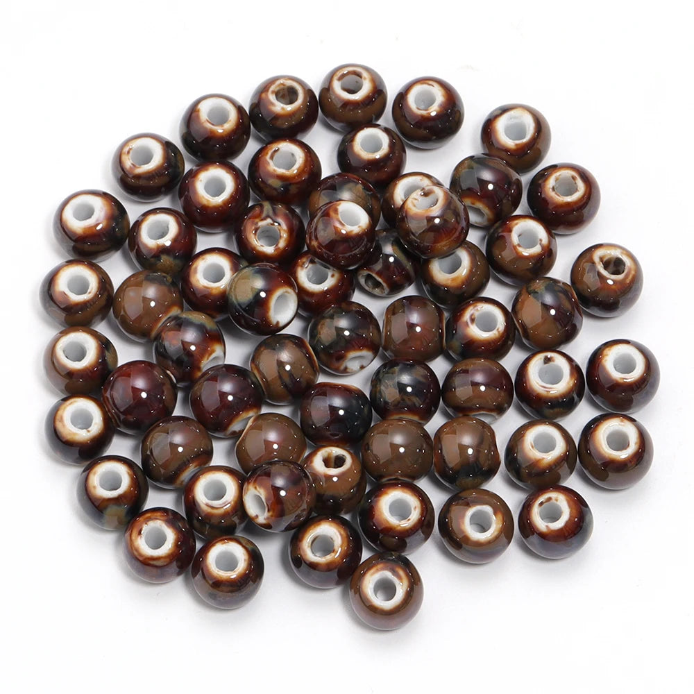 10Pcs 10mm Round Ceramic Beads Handmade Porcelain Beads Bracelet Ceramic Round Beads for Jewelry Making Accessories