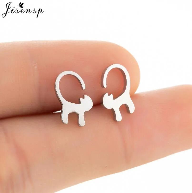 Cartoon Chihuahua Dog Earrings for Women Daily Jewelry Small Stainless Steel Cat Paw Stud Earrings Love My Pet Jewelry Gifts