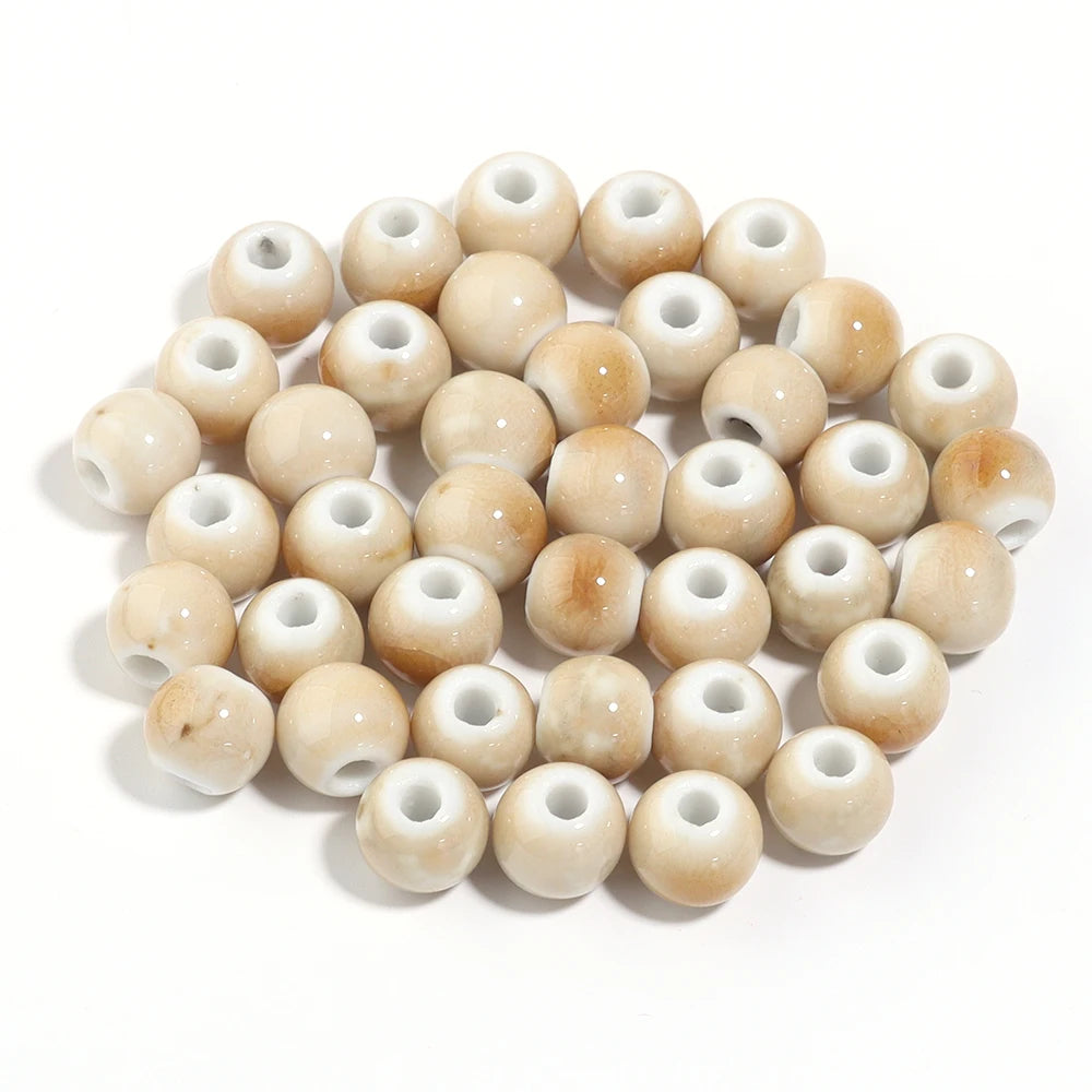 10Pcs 10mm Round Ceramic Beads Handmade Porcelain Beads Bracelet Ceramic Round Beads for Jewelry Making Accessories