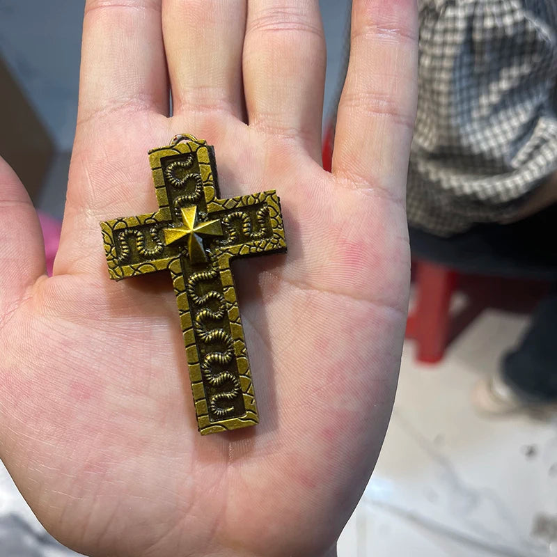Exquisite Double-layered Cross Snake-shaped Pendant Necklace For Men Women Personalized Punk Necklace Jewelry Accessories Gifts